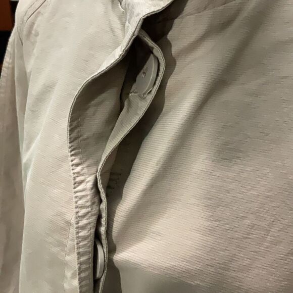 John Lewis Beige Trench Coat Mock Neck Hidden Buttons Pockets Lined Size 12 - Picture 3 of 9